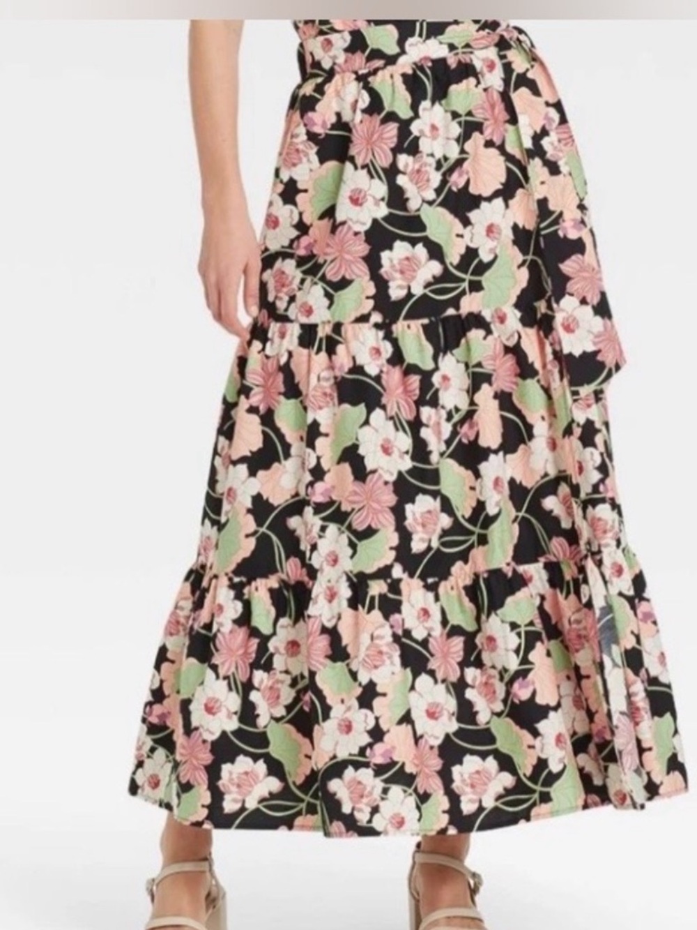 Who What Wear Floral Tiered Wrap Maxi Skirt Size XXL